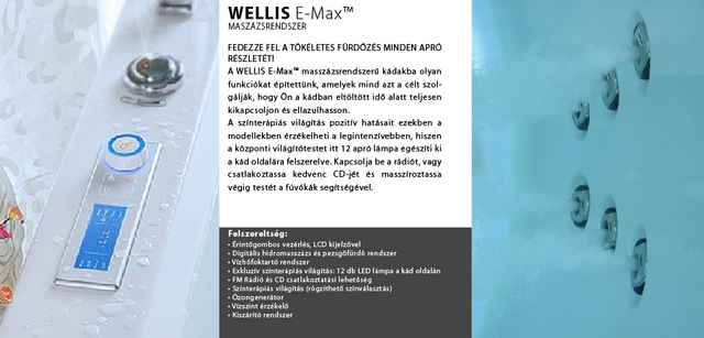 Hidromasszázs kád, Wellis Nera Maxi E-Max 185 WK00009-8