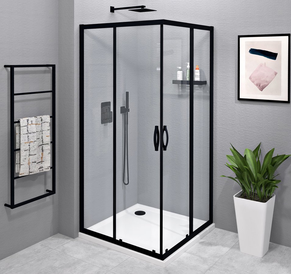 Zuhanykabin, Sapho SIGMA SIMPLY BLACK GS2190BGS2190B szögletes zuhanykabin 900x900mm, sarokbelépő