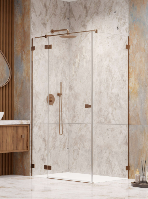 Zuhanykabin, Radaway Essenza Pro Brushed Copper KDJ szögletes zuhanykabin 100x90 átlátszó jobbos