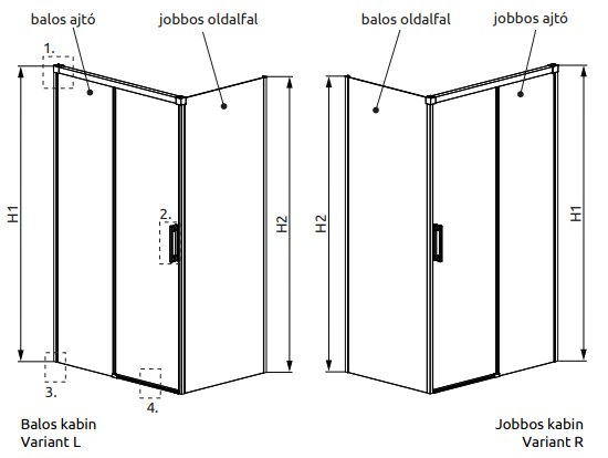 Zuhanykabin, Radaway Idea KDJ szögletes zuhanykabin 110x70 átlátszó balos