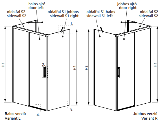 Zuhanykabin, Radaway Idea KDJ+S szögletes zuhanykabin 120x70 átlátszó jobbos