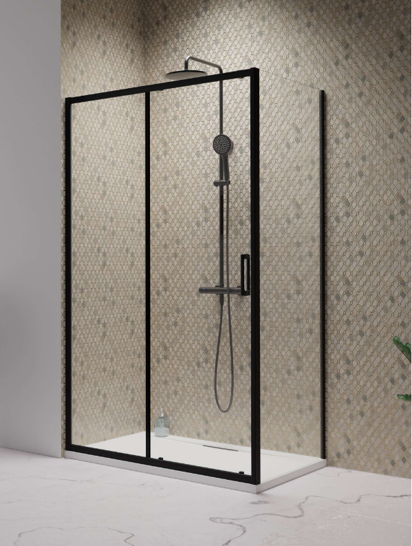 Zuhanykabin, Radaway Premium Pro Black KDJ szögletes fekete zuhanykabin 140x90 átlátszó jobbos